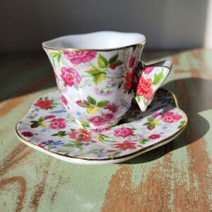 Vintage Floral Teacup and Saucer Formalities by Baum Brothers Petite Set